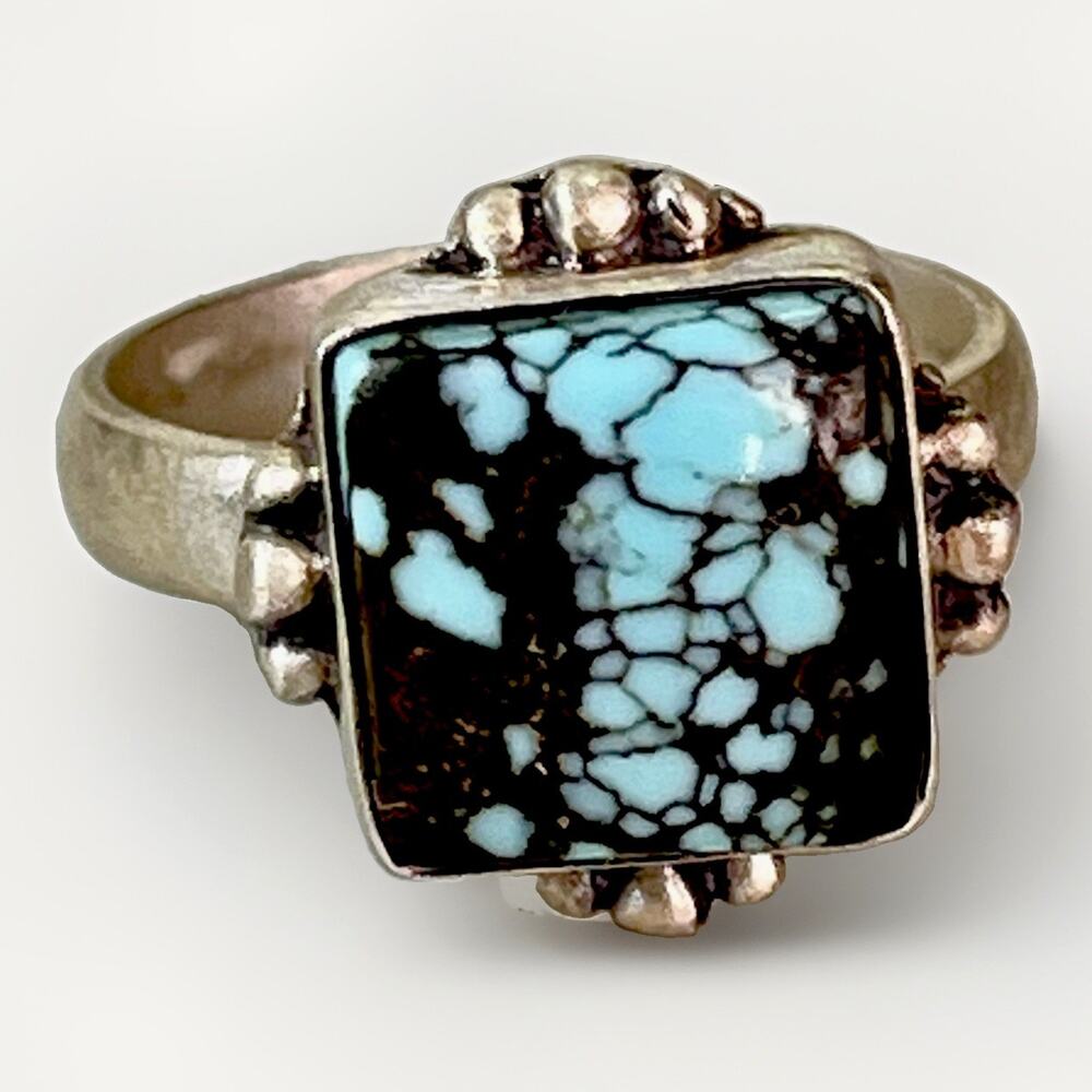 Genuine Blue Moon Turquoise Ring Sterling Silver 925 Southwestern Adj Sz